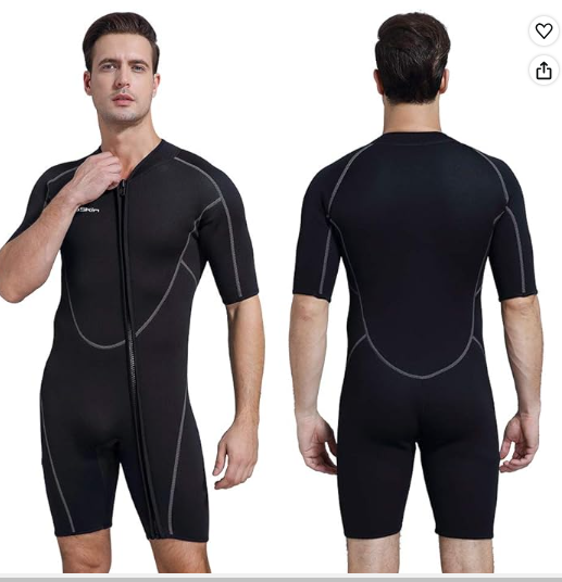 Seaskin Mens 3mm Shorty Diving Suit Front Zip Wetsuit for Diving Snorkeling Kayaking Swimming