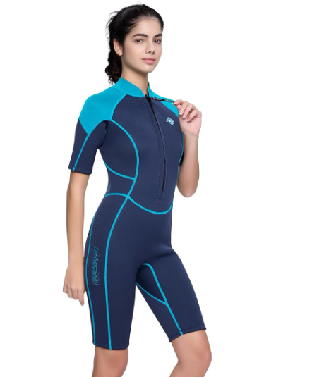 Womens Wetsuit Shorty, 3mm Front Zipper Neoprene Diving Suits for Diving Snorkeling Surfing Swimming
